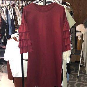 Ruffle sleeve midi dress